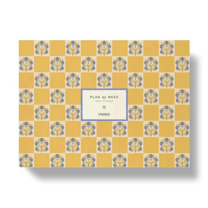 Weekly Desk Planner, Undated - Floral Checkerboard