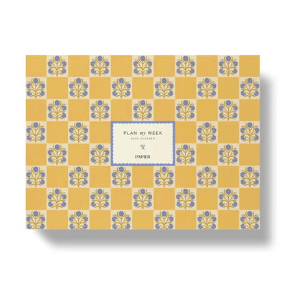 Weekly Desk Planner, Undated - Floral Checkerboard