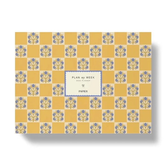 Weekly Desk Planner, Undated - Floral Checkerboard