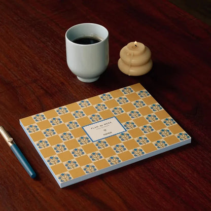 Weekly Desk Planner, Undated - Floral Checkerboard