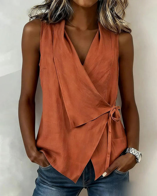 Wide Strap Cross Top with Bow