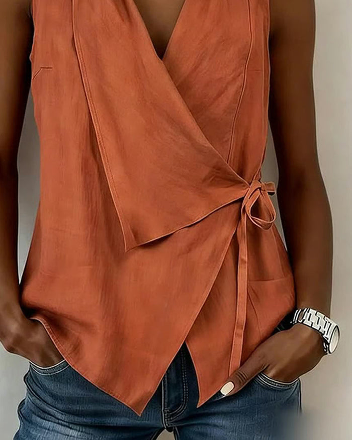 Wide Strap Cross Top with Bow
