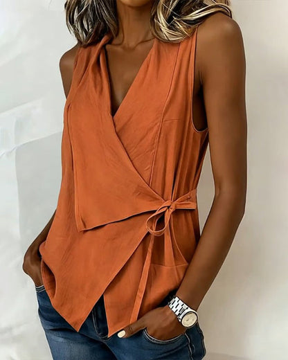 Wide Strap Cross Top with Bow