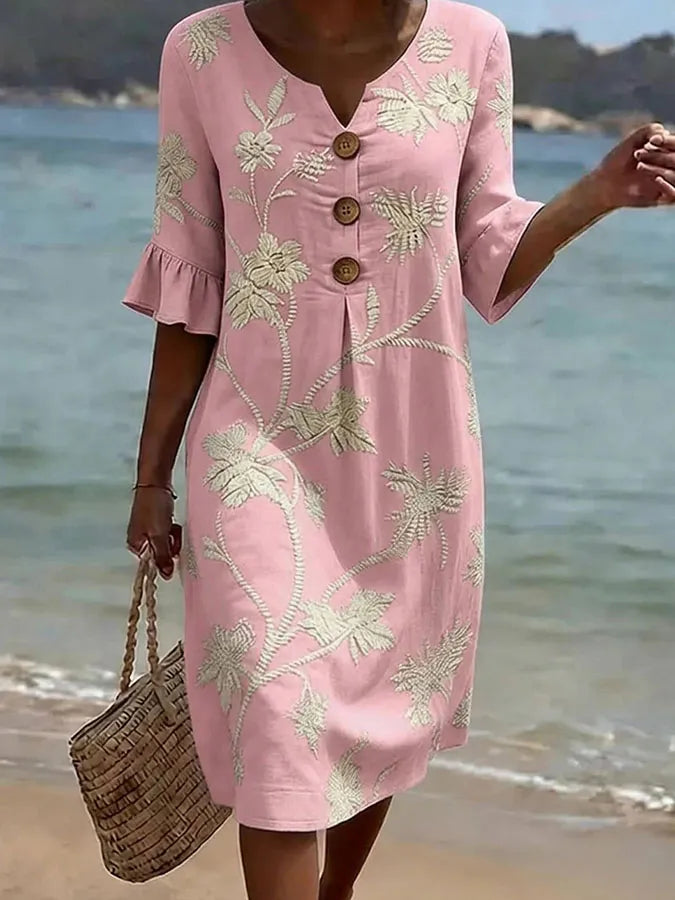 Women's Casual Dress with Floral Print.