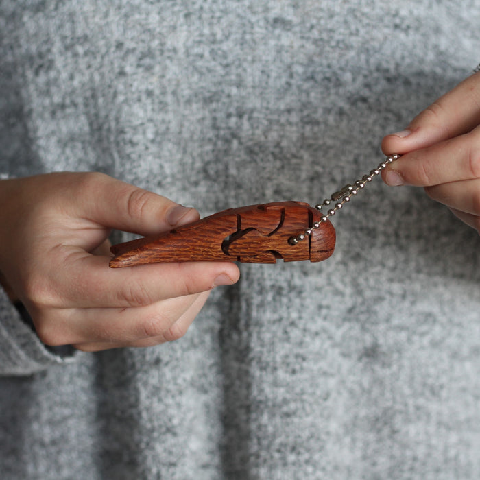 Wooden Whale Puzzle Keychain image 2