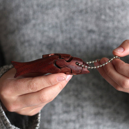 Wooden Whale Puzzle Keychain